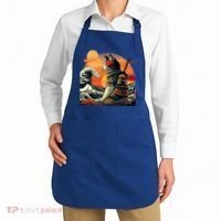 Japanese Retro Samurai Cat The Great Wave By Hokusai Apron thumb 2