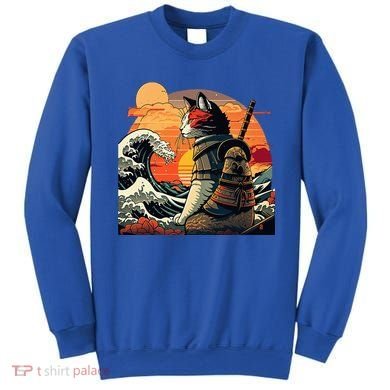 Japanese Retro Samurai Cat The Great Wave By Hokusai Sweatshirt