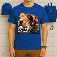 Japanese Retro Samurai Cat The Great Wave By Hokusai T-Shirt thumb 6