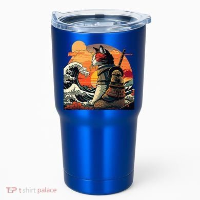 Japanese Retro Samurai Cat The Great Wave By Hokusai Tumbler