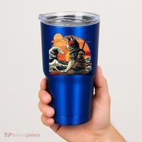Japanese Retro Samurai Cat The Great Wave By Hokusai Tumbler thumb 2