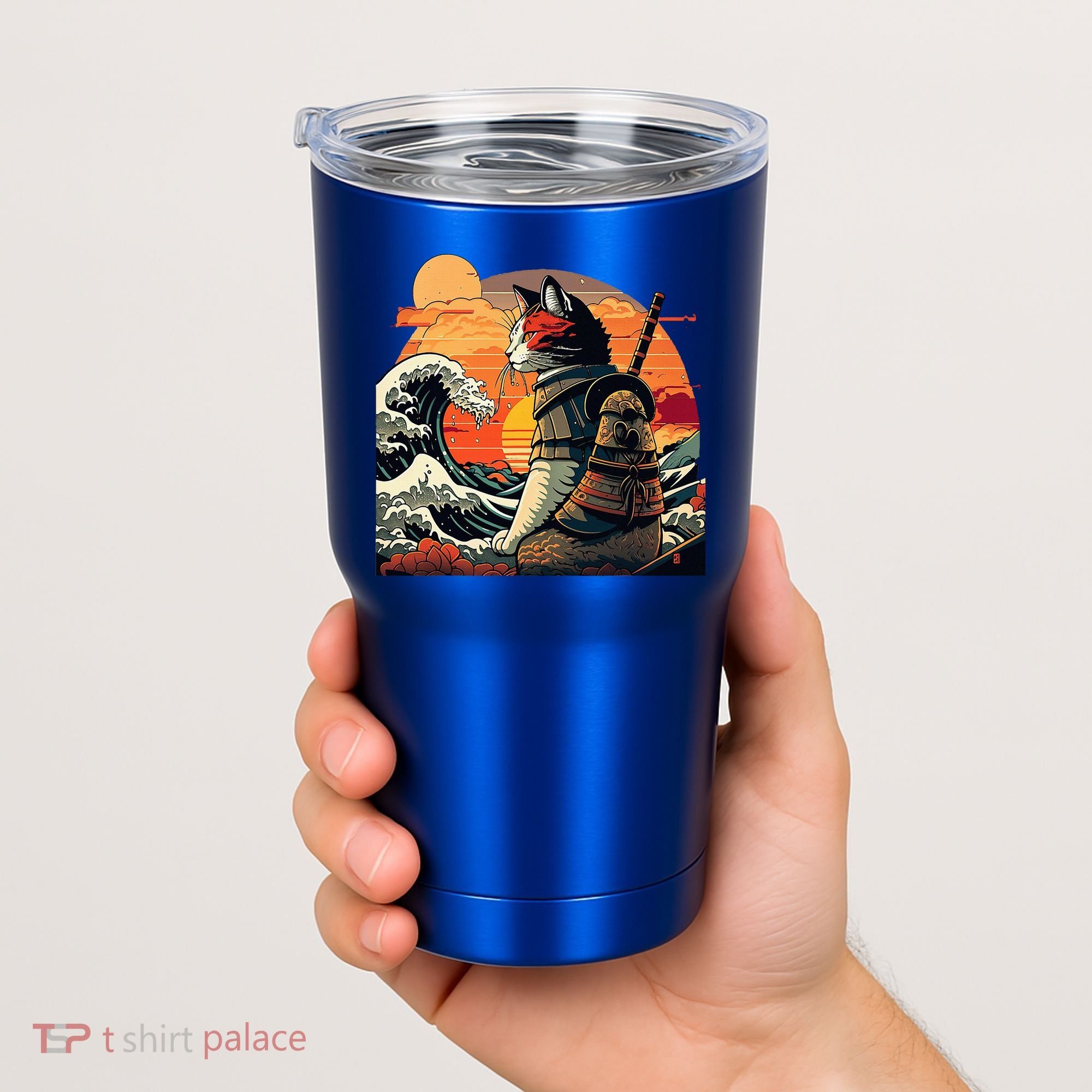 Japanese Retro Samurai Cat The Great Wave By Hokusai Tumbler