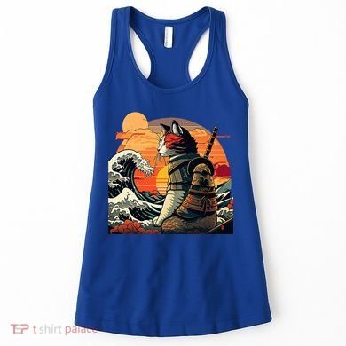 Japanese Retro Samurai Cat The Great Wave By Hokusai Women's Tank Top