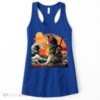 Japanese Retro Samurai Cat The Great Wave By Hokusai Women's Tank Top thumb 0