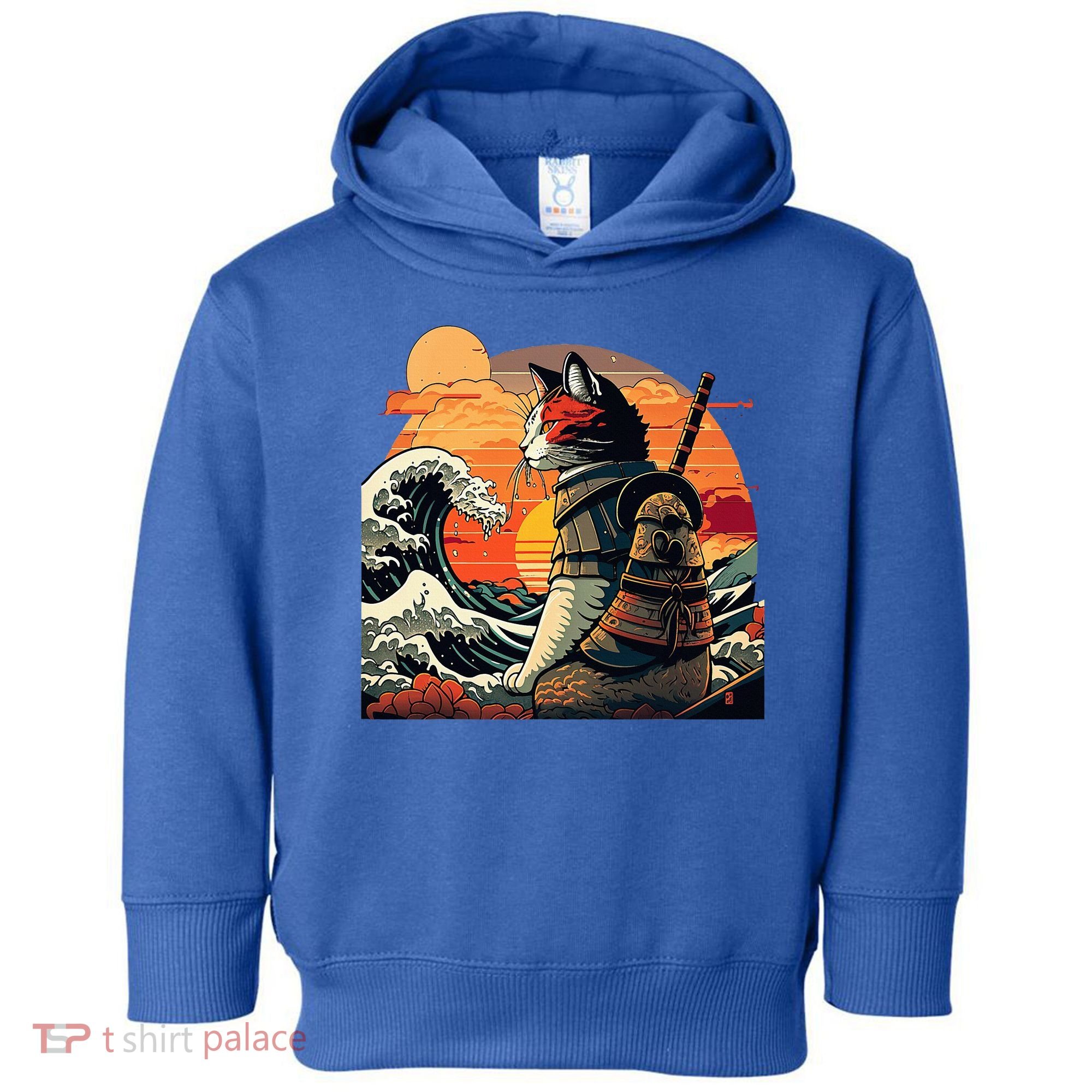 Japanese Retro Samurai Cat The Great Wave By Hokusai Toddler Hoodie