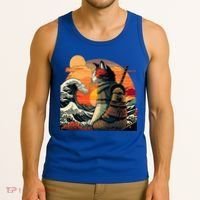 Japanese Retro Samurai Cat The Great Wave By Hokusai Tank Top thumb 3