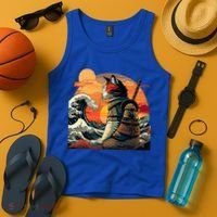 Japanese Retro Samurai Cat The Great Wave By Hokusai Tank Top thumb 4