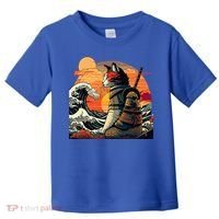 Japanese Retro Samurai Cat The Great Wave By Hokusai Toddler T-Shirt thumb 0