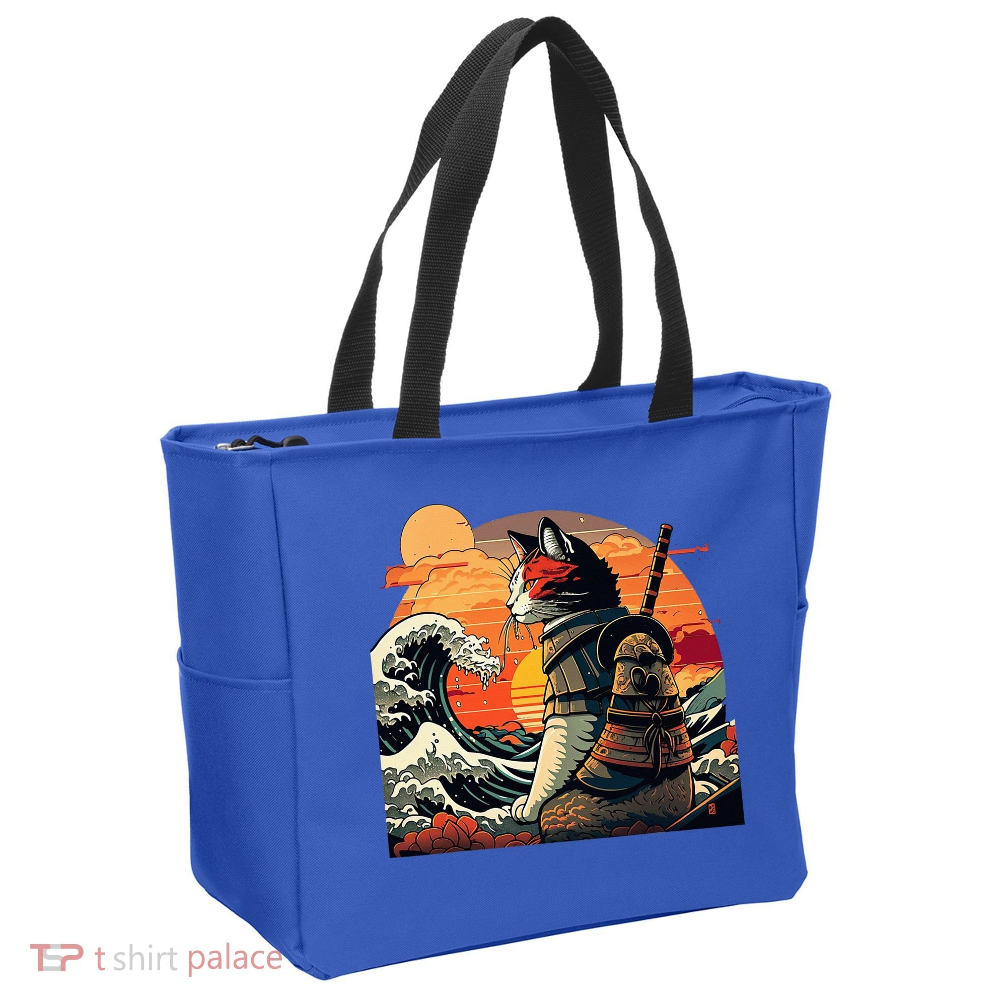Japanese Retro Samurai Cat The Great Wave By Hokusai Tote Bag