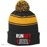 Just Run Tee XC Runner Cross Country Runners Training Stripe Pom Pom Beanie thumb 0