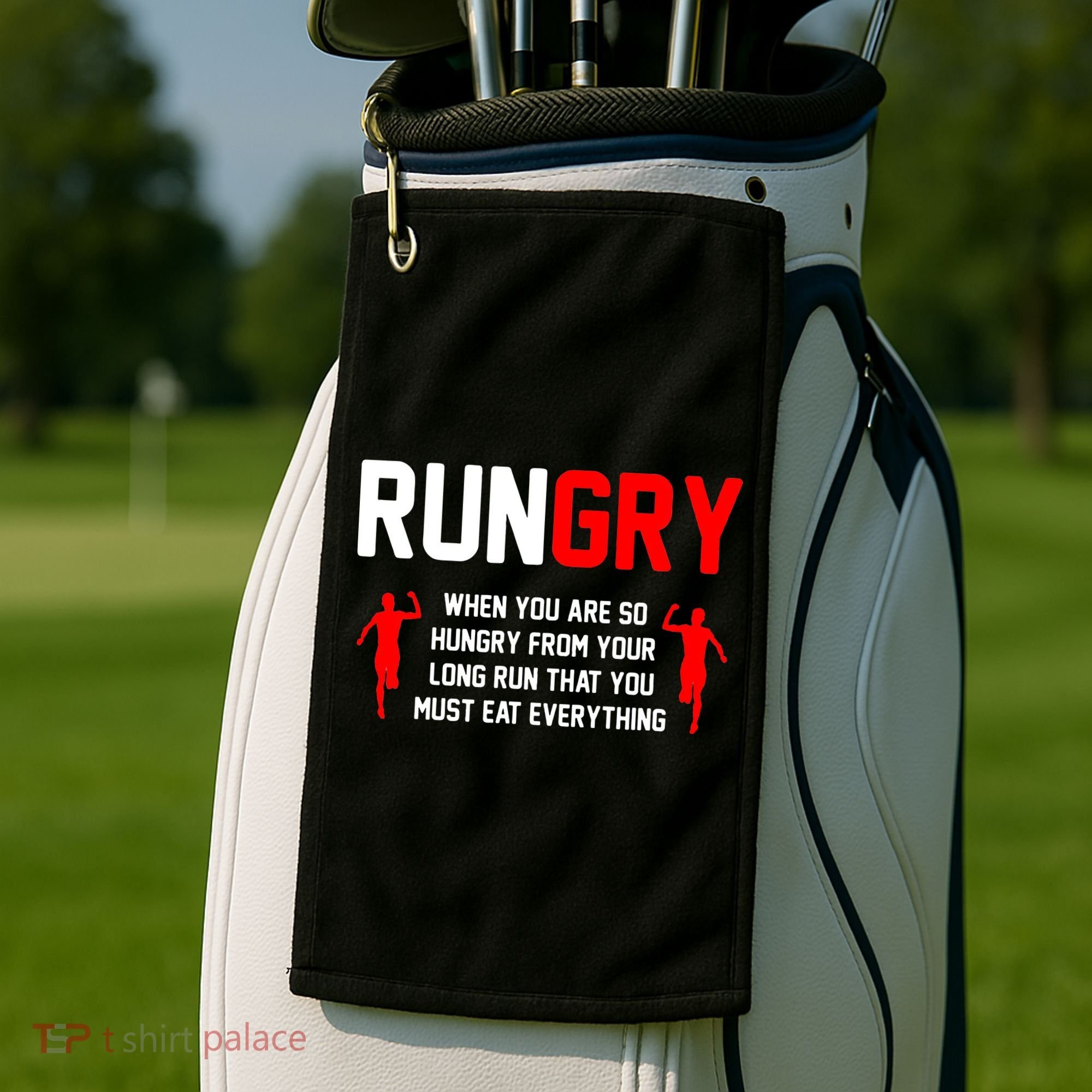 Just Run Tee XC Runner Cross Country Runners Training Golf Towel