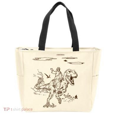 Jesus Riding TRex Dinosaur Tote Bag