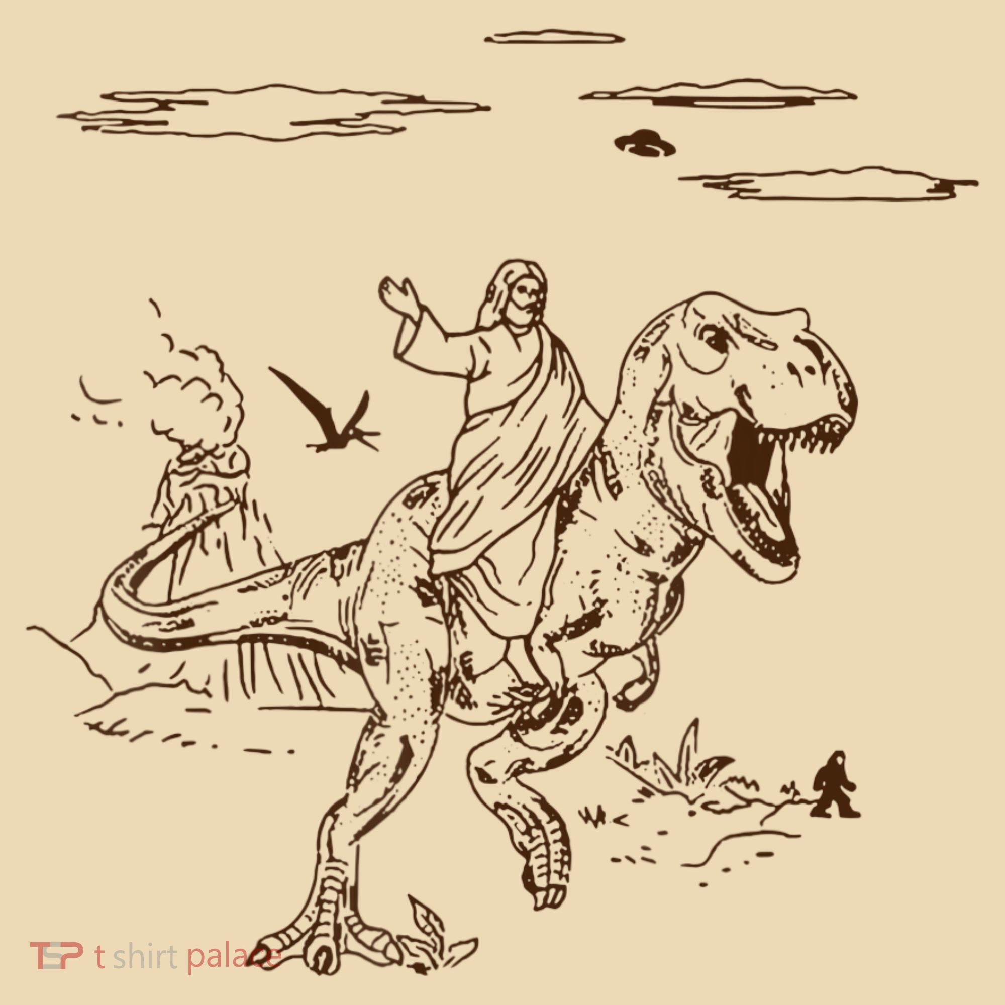 Jesus Riding TRex Dinosaur Tote Bag