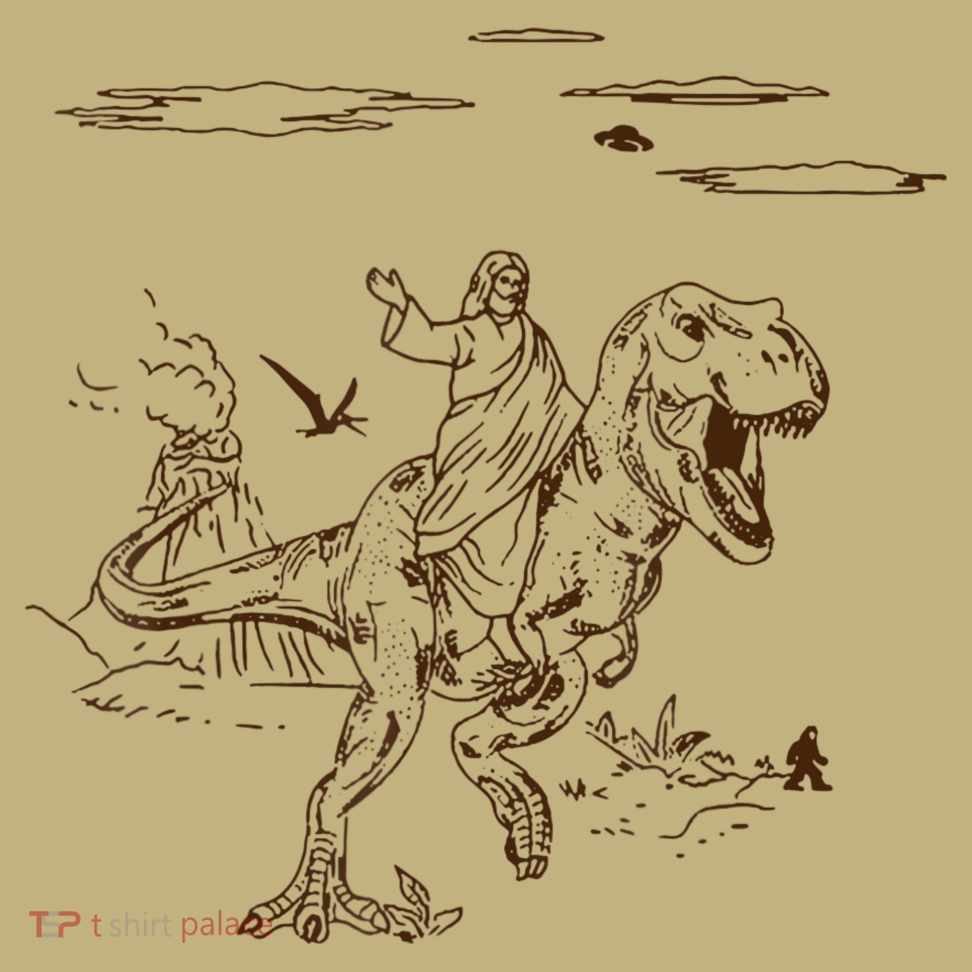 Jesus Riding TRex Dinosaur Long Sleeve Shirt