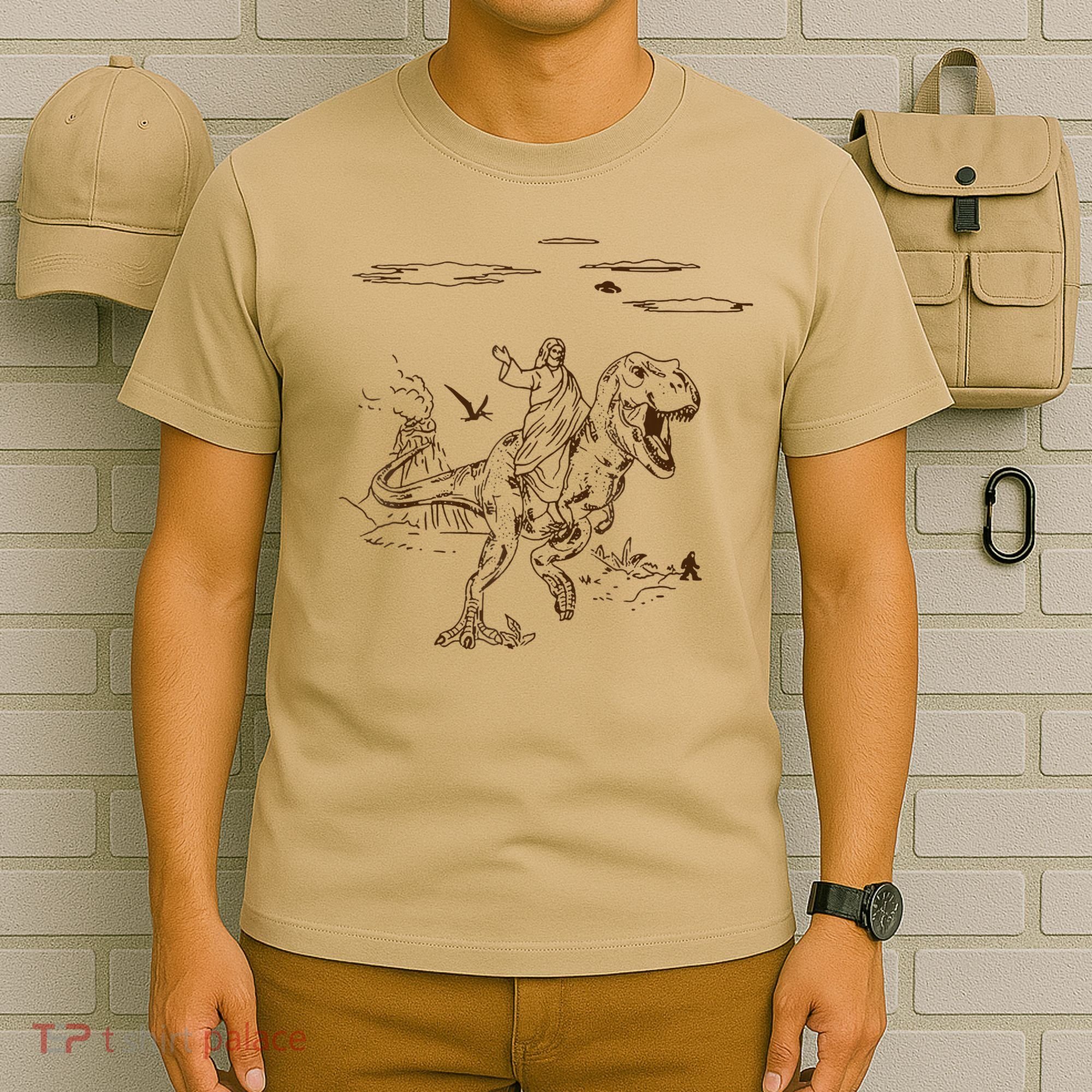 Jesus Riding TRex Dinosaur T-Shirt