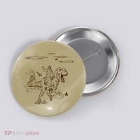 Jesus Riding TRex Dinosaur Button thumb 0