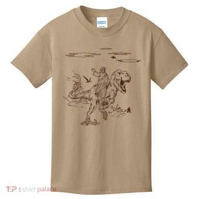 Jesus Riding TRex Dinosaur Kids T-Shirt