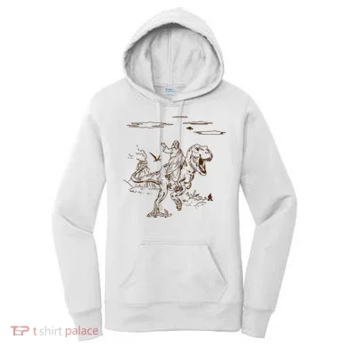 Jesus Riding TRex Dinosaur Women's Hoodie