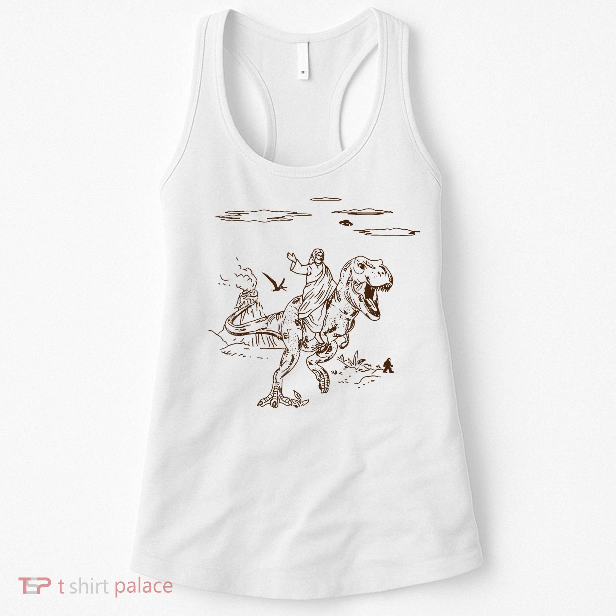 Jesus Riding TRex Dinosaur Women's Tank Top
