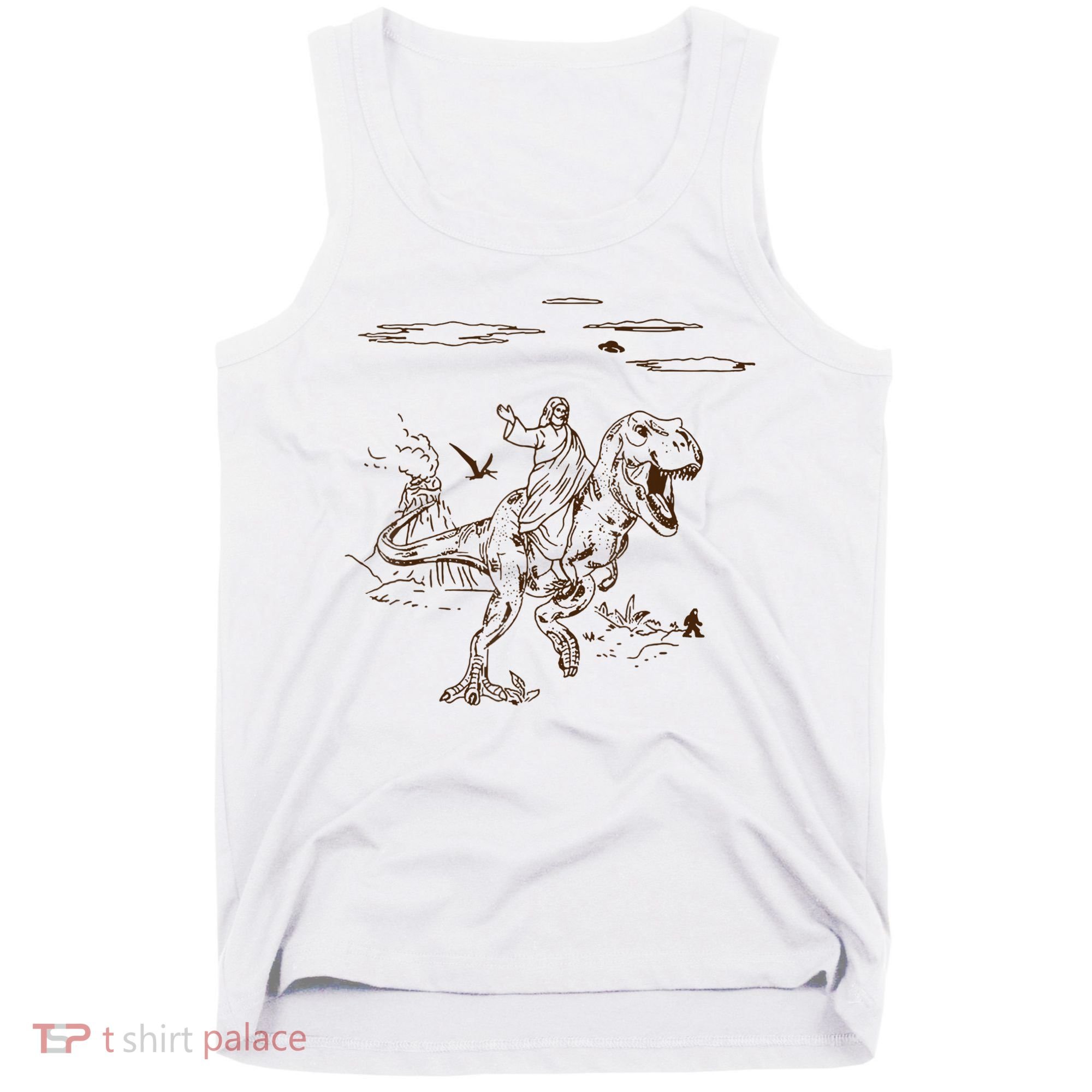 Jesus Riding TRex Dinosaur Tank Top