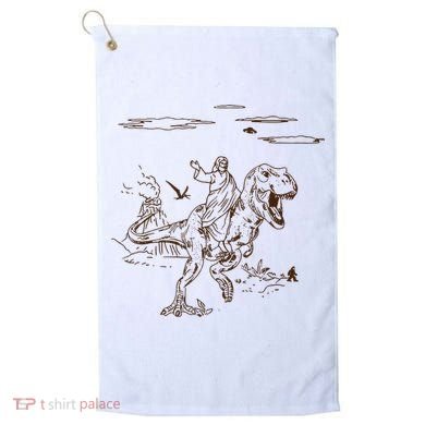 Jesus Riding TRex Dinosaur Golf Towel