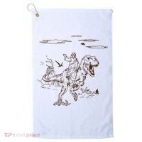 Jesus Riding TRex Dinosaur Golf Towel thumb 0