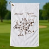 Jesus Riding TRex Dinosaur Golf Towel thumb 1