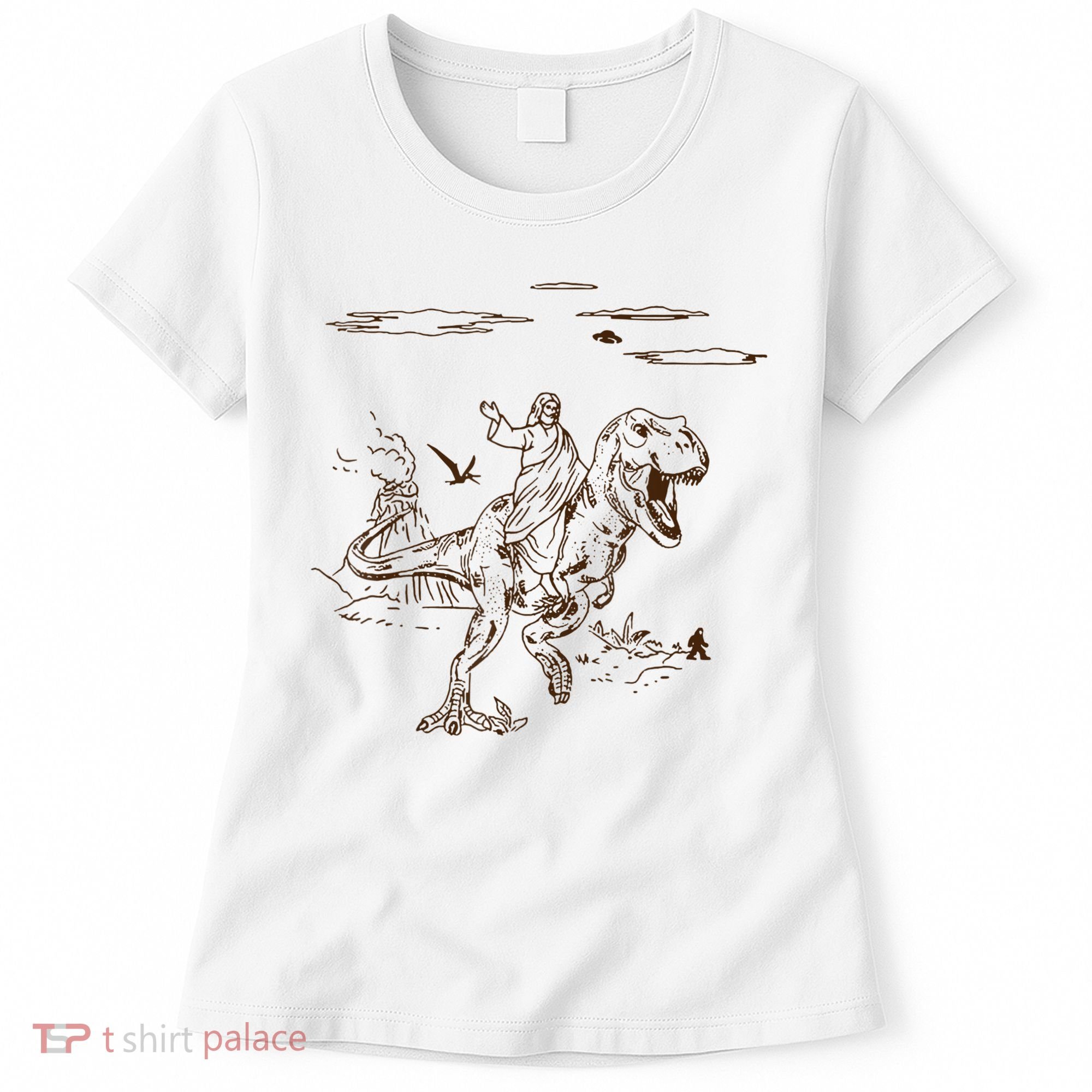 Jesus Riding TRex Dinosaur Women's T-Shirt