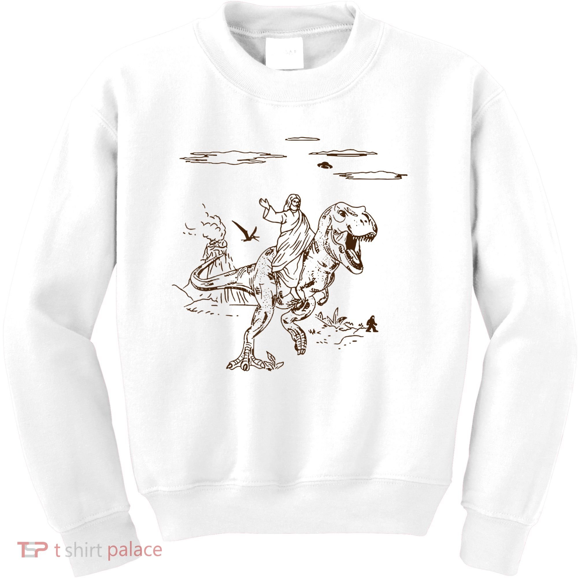 Jesus Riding TRex Dinosaur Kids Sweatshirt