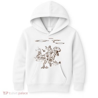 Jesus Riding TRex Dinosaur Kids Hoodie