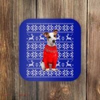 Jack Russell Terrier Ugly Sweater Christmas Meaningful Gift Funny Dog Gift Coaster thumb 0