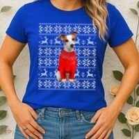 Jack Russell Terrier Ugly Sweater Christmas Meaningful Gift Funny Dog Gift Women's T-Shirt thumb 2