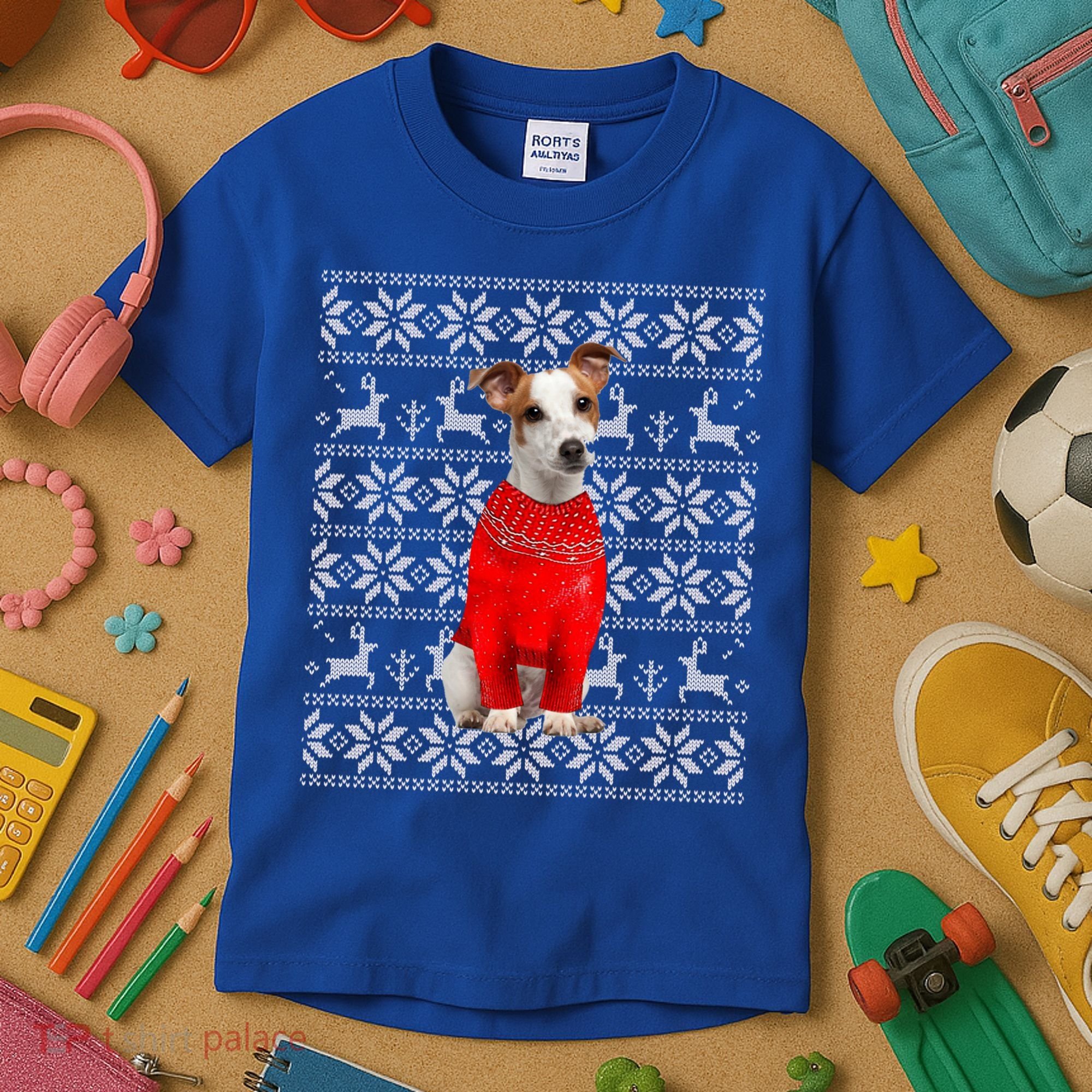 Jack Russell Terrier Ugly Sweater Christmas Meaningful Gift Funny Dog Gift Kids T-Shirt