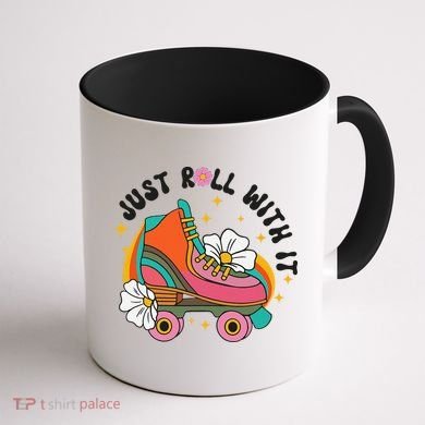 Just Roll With It Roller Skating Retro Summer Vintage Roller Coffee Mug back