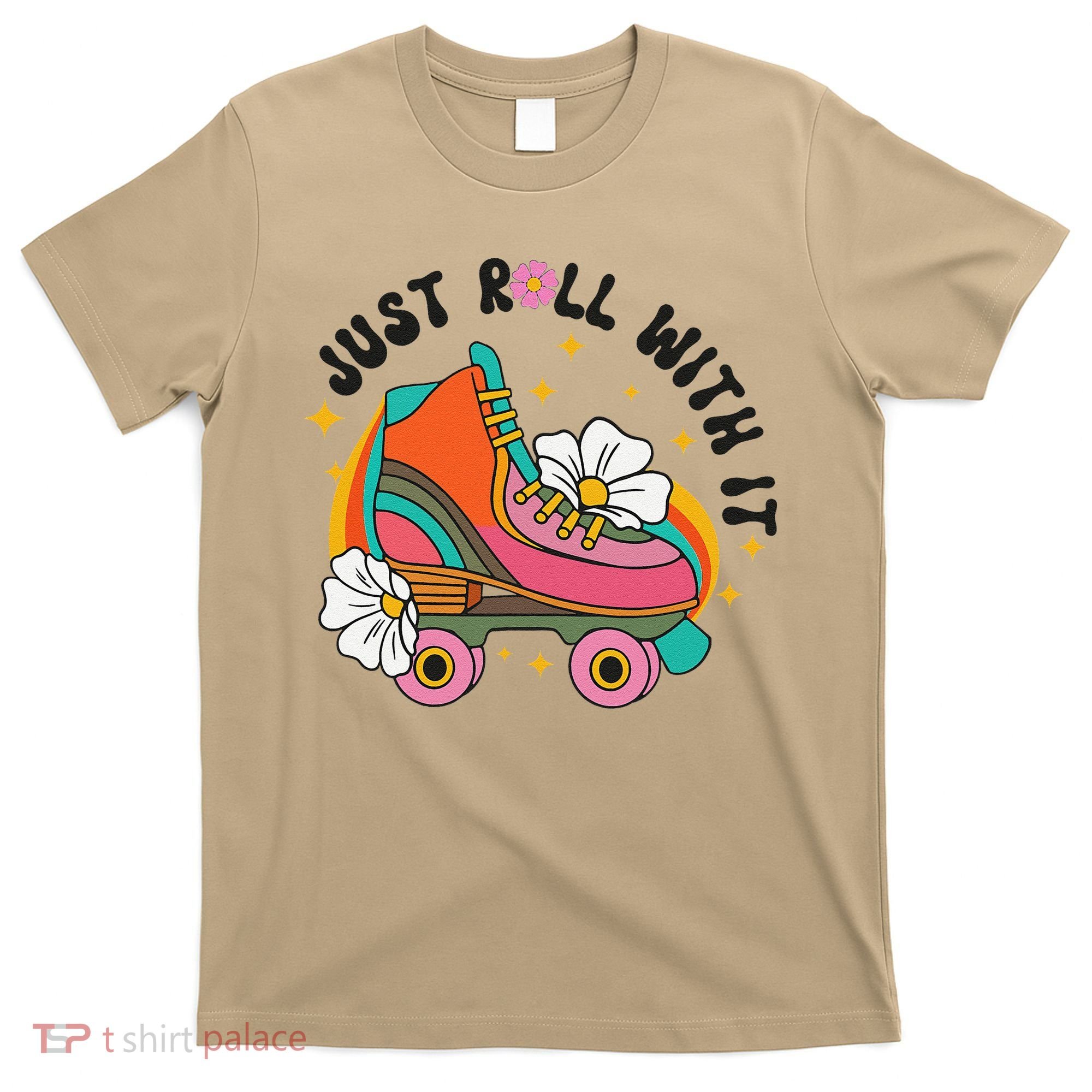 Just Roll With It Roller Skating Retro Summer Vintage Roller T-Shirt
