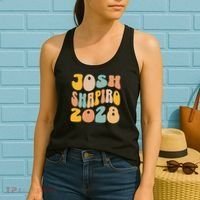 Josh Shaprio 2028 for President Resist Wavy Groovy Election Women's Tank Top thumb 2