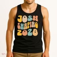 Josh Shaprio 2028 for President Resist Wavy Groovy Election Tank Top thumb 3