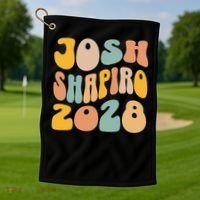 Josh Shaprio 2028 for President Resist Wavy Groovy Election Golf Towel thumb 1