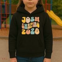 Josh Shaprio 2028 for President Resist Wavy Groovy Election Kids Hoodie thumb 3