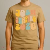 Josh Shaprio 2028 for President Resist Wavy Groovy Election T-Shirt thumb 3