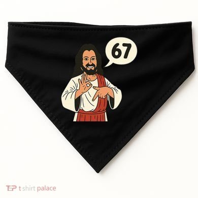 Jesus Says 67 Funny 6-7 Meme USA-Made Doggie Bandana