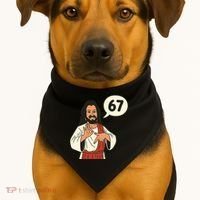 Jesus Says 67 Funny 6-7 Meme USA-Made Doggie Bandana thumb 1