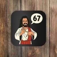 Jesus Says 67 Funny 6-7 Meme Coaster thumb 0