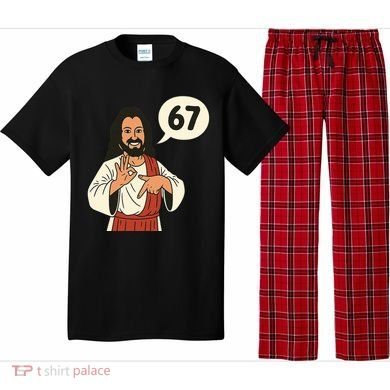 Jesus Says 67 Funny 6-7 Meme Pajama Set