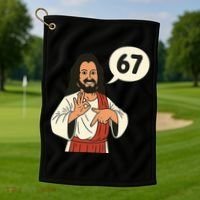 Jesus Says 67 Funny 6-7 Meme Golf Towel thumb 1