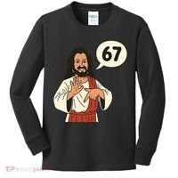 Jesus Says 67 Funny 6-7 Meme Kids Long Sleeve Shirt thumb 0