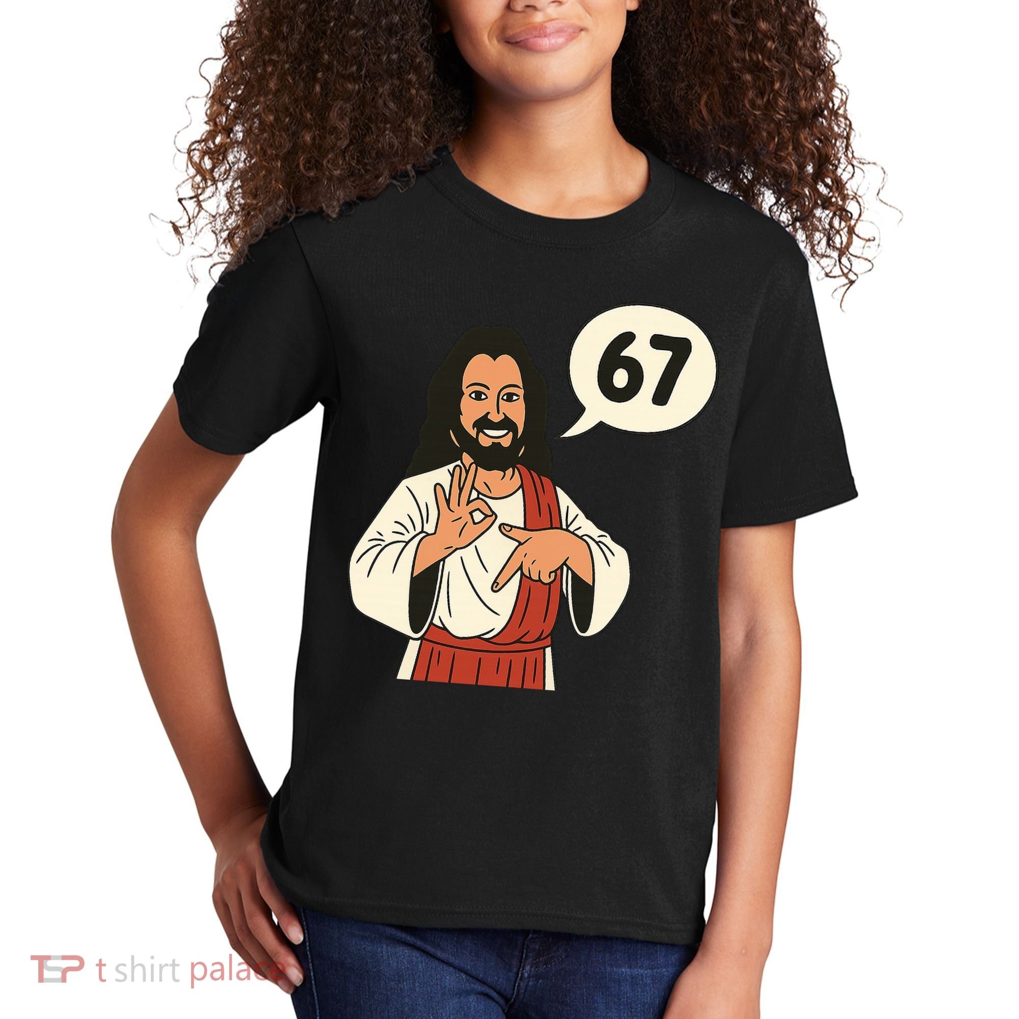 Jesus Says 67 Funny 6-7 Meme Kids T-Shirt