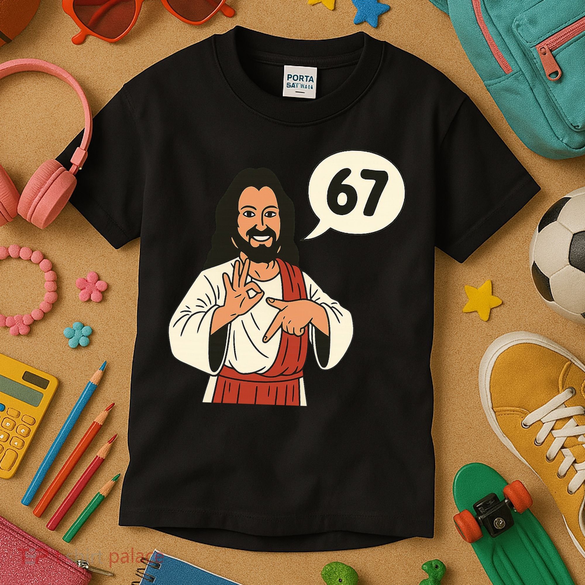 Jesus Says 67 Funny 6-7 Meme Kids T-Shirt