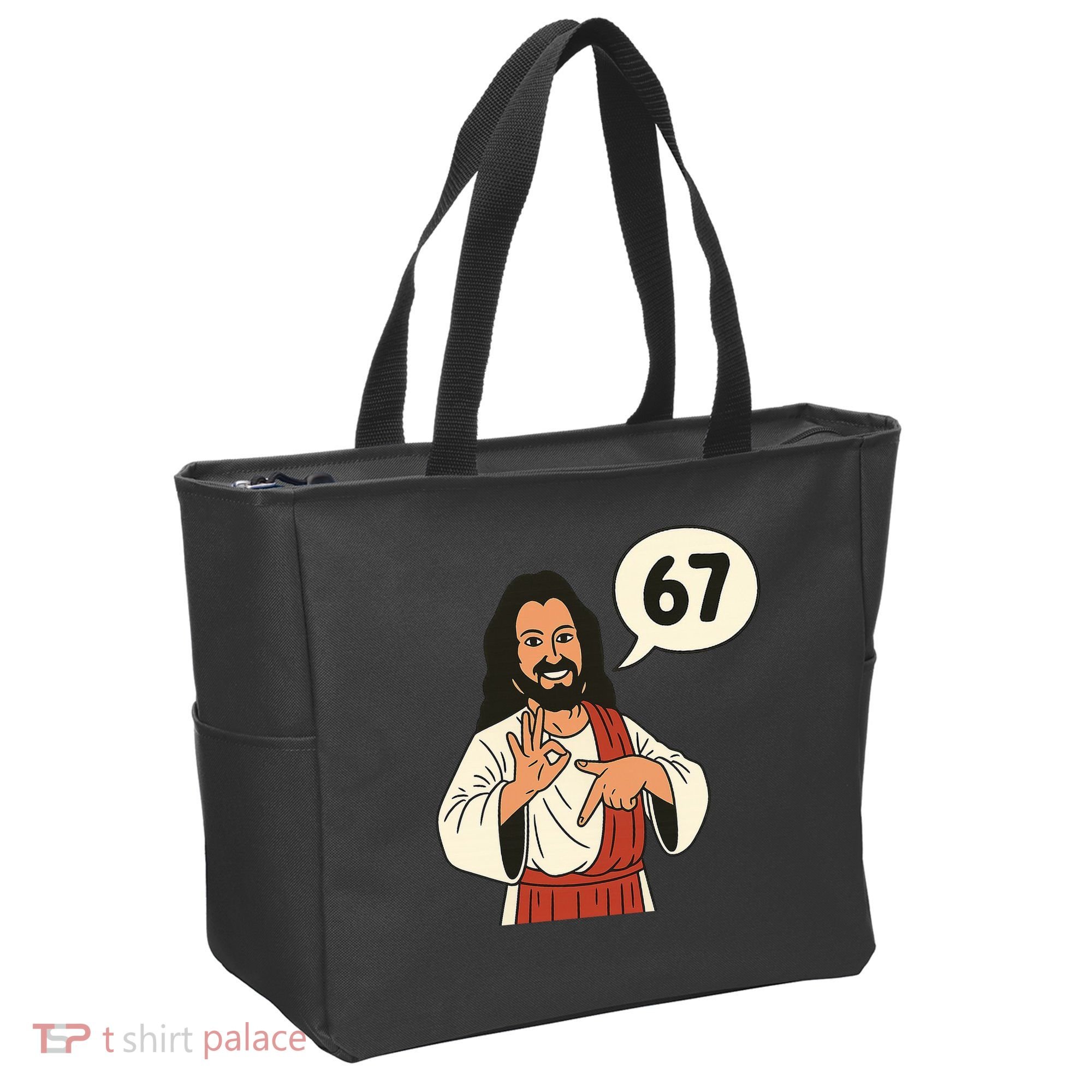 Jesus Says 67 Funny 6-7 Meme Tote Bag