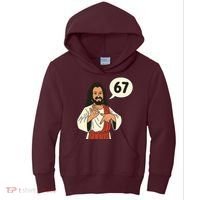 Jesus Says 67 Funny 6-7 Meme Kids Hoodie thumb 0